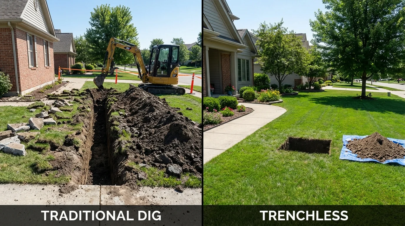 Trenchless sewer repair with minimal yard damage versus traditional excavation in Kaunakakai, HI